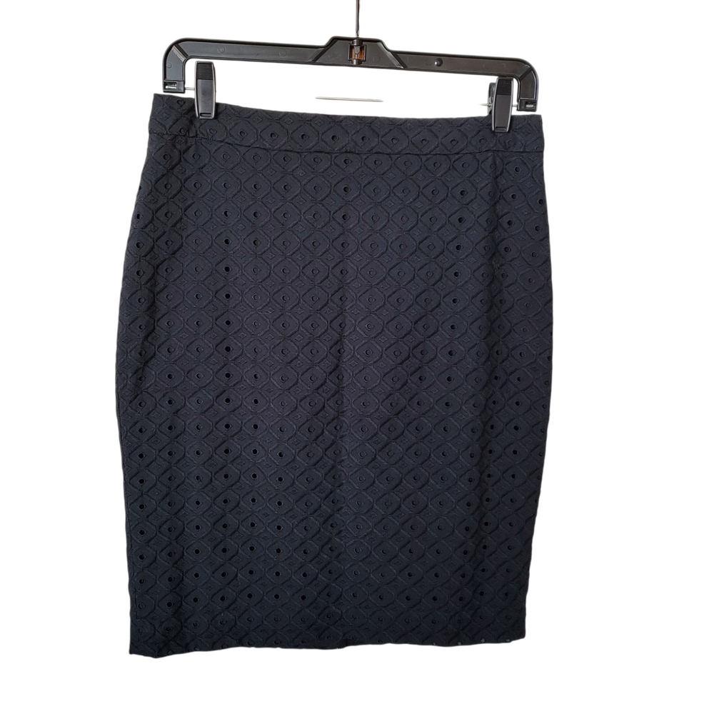 LOFT Black Eyelet Pencil Skirt
